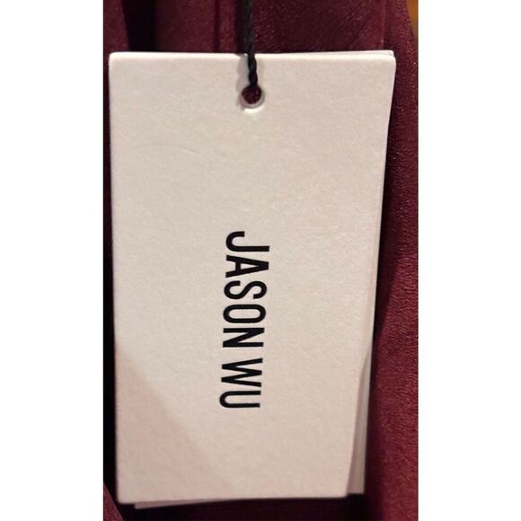 Jason Wu Paint Dot Silk Chiffon Midi-Dress in Burgundy Multi NWT Size 12 - Picture 10 of 11